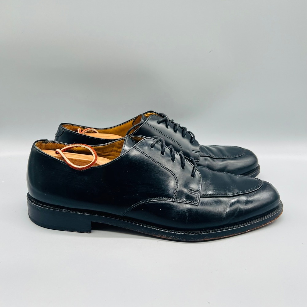 Cole Haan Shoes Mens 11 Black Leather Split Apron Toe Derby Oxford Vtg Preppy